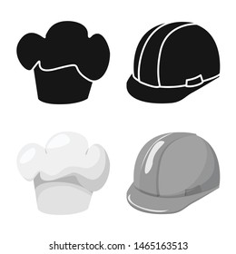 Vector design of clothing and cap icon. Set of clothing and beret stock symbol for web.