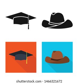 Vector design of clothing and cap icon. Collection of clothing and beret stock vector illustration.