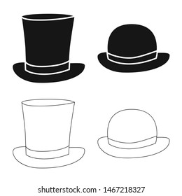 Vector design of clothing and cap icon. Collection of clothing and beret stock symbol for web.