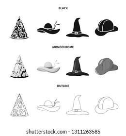 Vector design of clothing and cap logo. Collection of clothing and beret stock symbol for web.