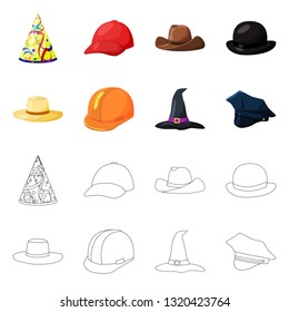 Vector design of clothing and cap logo. Collection of clothing and beret stock symbol for web.