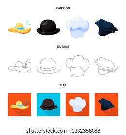 Vector design of clothing and cap logo. Collection of clothing and beret stock symbol for web.