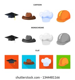 Vector design of clothing and cap logo. Collection of clothing and beret stock symbol for web.