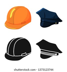 Vector design of clothing and cap logo. Set of clothing and beret vector icon for stock.