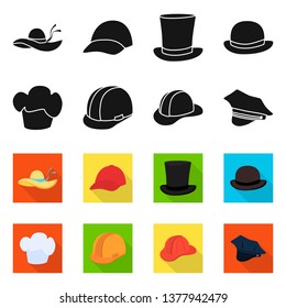 Vector design of clothing and cap logo. Set of clothing and beret vector icon for stock.