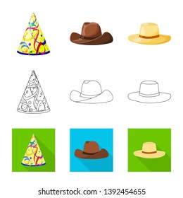 Vector design of clothing and cap logo. Set of clothing and beret stock symbol for web.