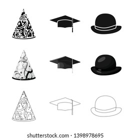 Vector design of clothing and cap logo. Set of clothing and beret vector icon for stock.