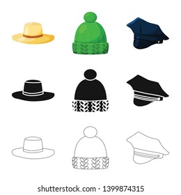 Vector design of clothing and cap logo. Collection of clothing and beret vector icon for stock.