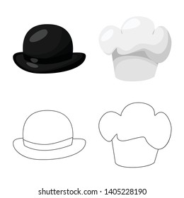 Vector design of clothing and cap logo. Collection of clothing and beret stock vector illustration.