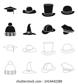 Vector design of clothing and cap logo. Set of clothing and beret vector icon for stock.