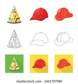 Vector design of clothing and cap logo. Collection of clothing and beret stock vector illustration.