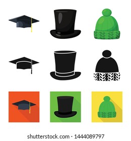 Vector design of clothing and cap logo. Collection of clothing and beret vector icon for stock.