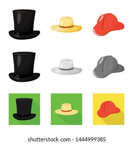 Vector design of clothing and cap logo. Collection of clothing and beret stock symbol for web.