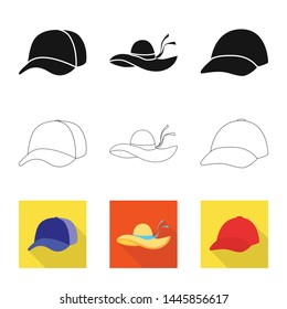 Vector design of clothing and cap logo. Set of clothing and beret stock vector illustration.