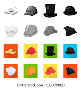 Vector design of clothing and cap sign. Set of clothing and beret stock symbol for web.