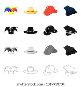 Vector design of clothing and cap sign. Set of clothing and beret stock vector illustration.