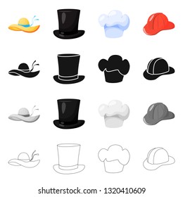 Vector design of clothing and cap sign. Collection of clothing and beret vector icon for stock.