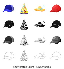 Vector design of clothing and cap sign. Collection of clothing and beret stock vector illustration.