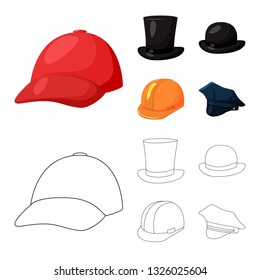 Vector design of clothing and cap sign. Set of clothing and beret stock symbol for web.