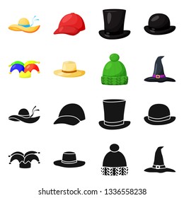 Vector design of clothing and cap sign. Collection of clothing and beret vector icon for stock.