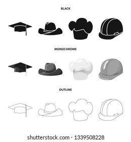 Vector design of clothing and cap sign. Set of clothing and beret stock vector illustration.