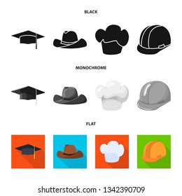 Vector design of clothing and cap sign. Set of clothing and beret stock symbol for web.