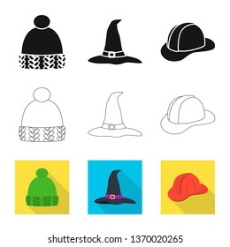 Vector design of clothing and cap sign. Set of clothing and beret vector icon for stock.