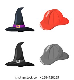 Vector design of clothing and cap sign. Set of clothing and beret stock symbol for web.