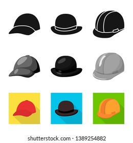 Vector design of clothing and cap sign. Collection of clothing and beret stock vector illustration.