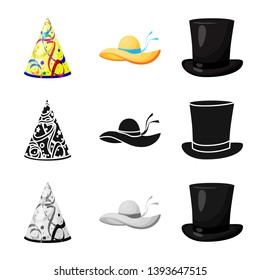 Vector design of clothing and cap sign. Collection of clothing and beret vector icon for stock.