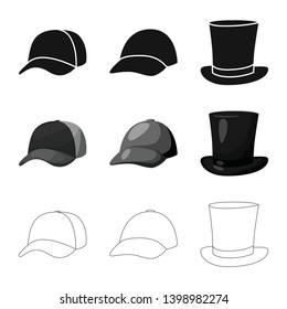 Vector design of clothing and cap sign. Set of clothing and beret vector icon for stock.