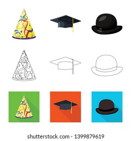 Vector design of clothing and cap sign. Collection of clothing and beret vector icon for stock.
