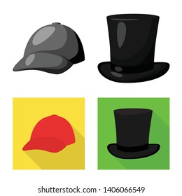 Vector design of clothing and cap sign. Collection of clothing and beret vector icon for stock.