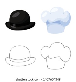 Vector design of clothing and cap sign. Set of clothing and beret stock vector illustration.