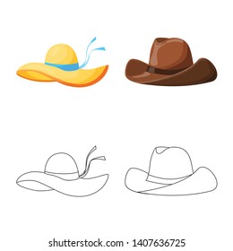 Vector design of clothing and cap sign. Set of clothing and beret stock vector illustration.