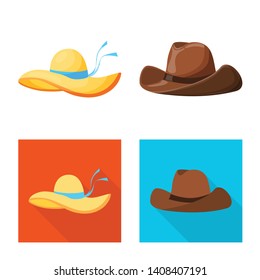 Vector design of clothing and cap sign. Collection of clothing and beret stock vector illustration.