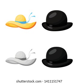 Vector design of clothing and cap sign. Collection of clothing and beret vector icon for stock.