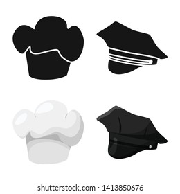 Vector design of clothing and cap sign. Set of clothing and beret stock vector illustration.