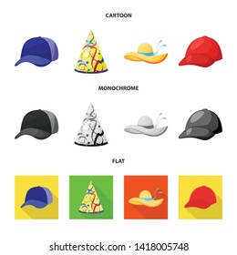 Vector design of clothing and cap sign. Set of clothing and beret stock symbol for web.
