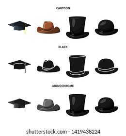 Vector design of clothing and cap sign. Collection of clothing and beret stock vector illustration.