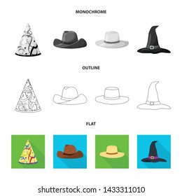Vector design of clothing and cap sign. Collection of clothing and beret stock symbol for web.