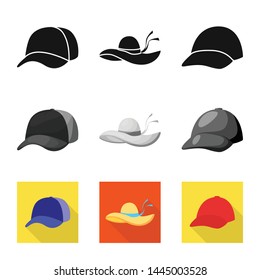 Vector design of clothing and cap sign. Collection of clothing and beret vector icon for stock.