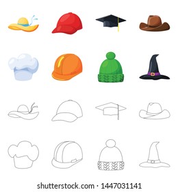 Vector design of clothing and cap sign. Set of clothing and beret stock vector illustration.