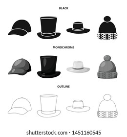Vector design of clothing and cap sign. Set of clothing and beret stock vector illustration.