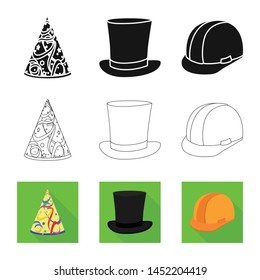 Vector design of clothing and cap sign. Collection of clothing and beret stock vector illustration.