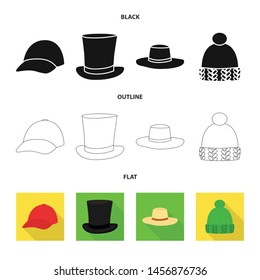 Vector design of clothing and cap sign. Collection of clothing and beret stock symbol for web.