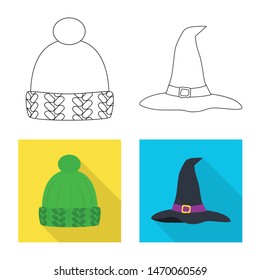 Vector design of clothing and cap sign. Collection of clothing and beret stock vector illustration.