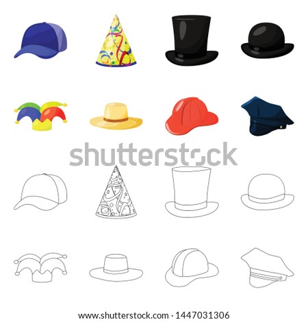 Vector design of clothing and cap sign. Set of clothing and beret stock vector illustration.