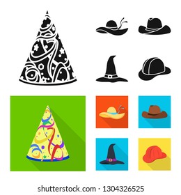 Vector design of clothing and cap symbol. Collection of clothing and beret stock symbol for web.