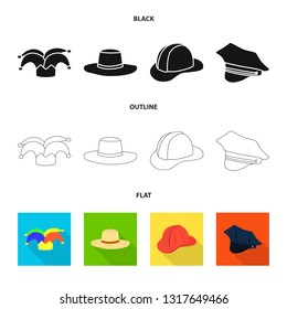 Vector design of clothing and cap symbol. Collection of clothing and beret vector icon for stock.